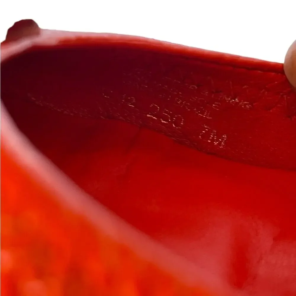 Tory Burch Minnie Travel Orange Patent Leather w/ Brass Logo Ballet Flats 7